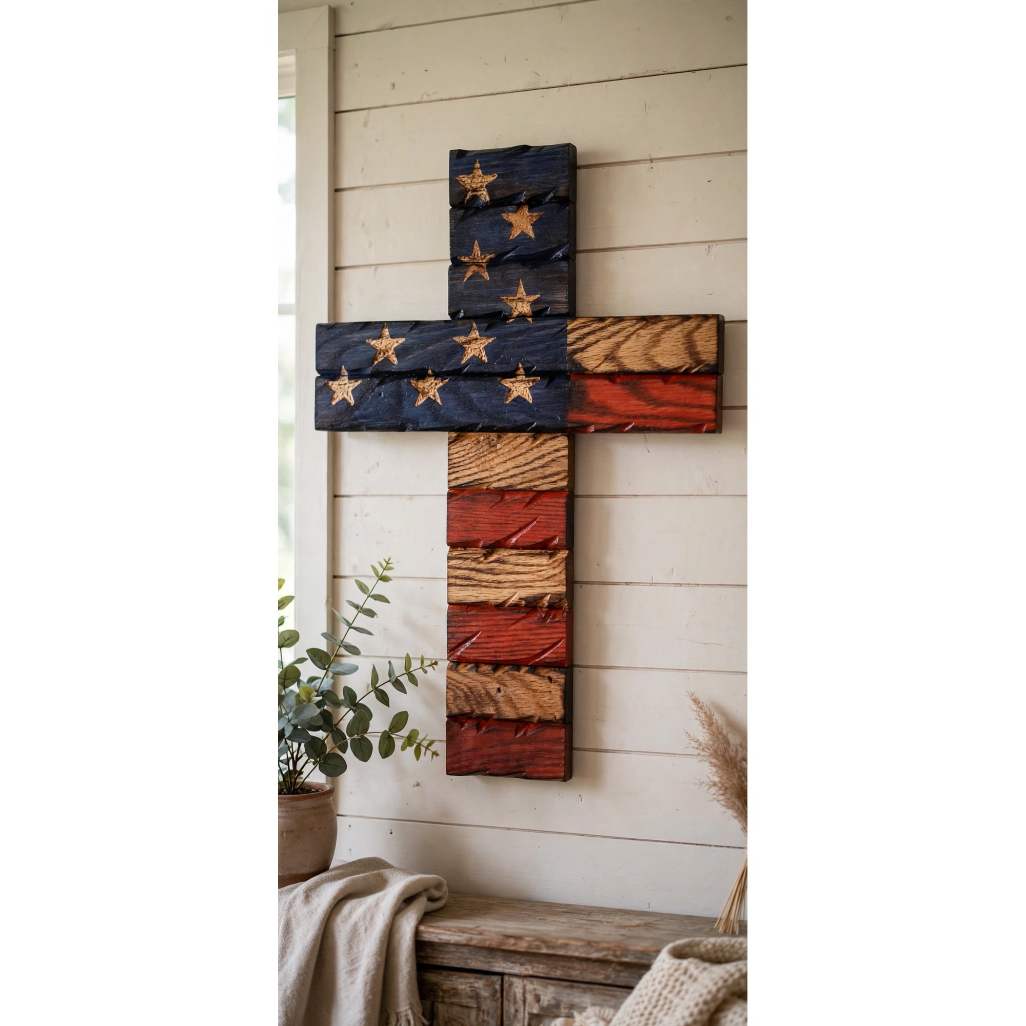 Small Wooden Flag Cross